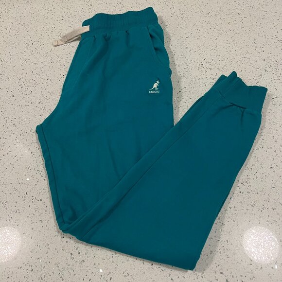 Vintage KANGOL Born British Recycled Fabric Teal Sweatpants | Size Large - Picture 1 of 16